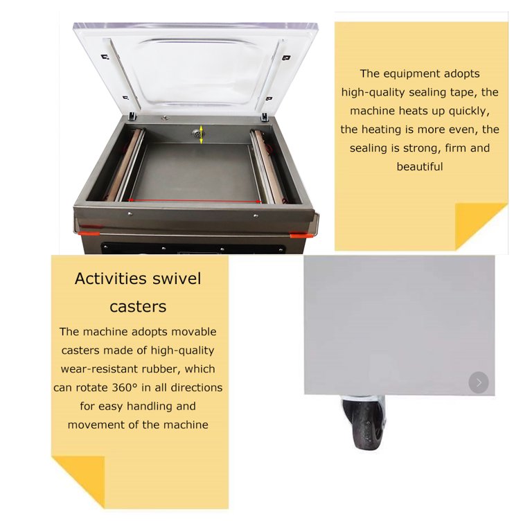 Techtongda Dz-400 Single Chamber Vacuum Packaging Machine Packaging Sealer Mobile Chamber Vacuum Sealer Vacuum Sealing Machine 1-43pcs/min, Silver