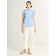 thumbnail image 2 of Free Assembly Women's Short Sleeve Button Ruffle Shirt, 2 of 4