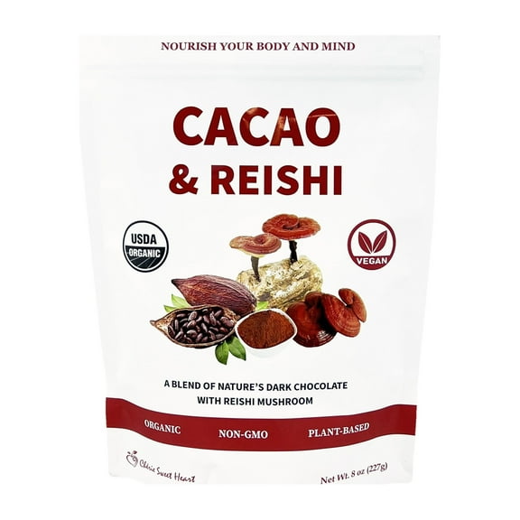 Cacao Blend, Organic Cacao and Reishi Mushroom Powder, 8 oz (227 g), Cherie Sweet Heart