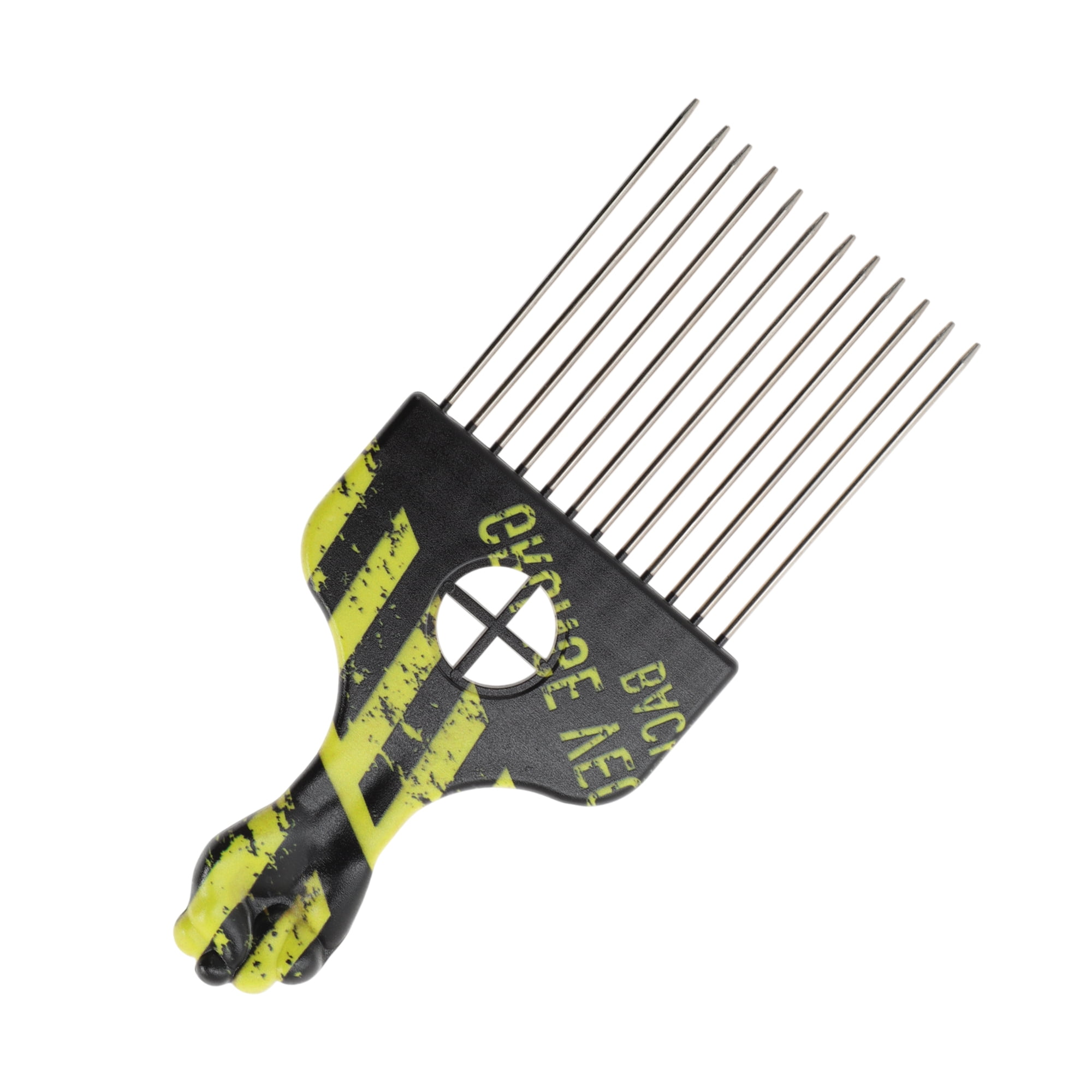 Unique Bargains 1 Pc Metal Hair Pick for Women Men Afro Pick Yellow Black