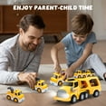 thumbnail image 3 of JoyStone 7 in 1 Construction Carrier Truck Transport Car Toys with Light and Sound, 6 Pull Back Cars, Vehicles Toys for Kids Age 2-6, Christmas Birthday Gifts, Yellow, 3 of 10