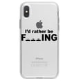 thumbnail image 1 of DistinctInk Clear Shockproof Hybrid Case for iPhone XR (6.1" Screen) - TPU Bumper Acrylic Back Tempered Glass Screen Protector - I'd Rather Be Fishing, 1 of 5