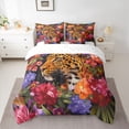 thumbnail image 2 of Homewish Safari Leopard 7-Piece Bedding Comforter Set,Wild Flower Floral King Bedding Sets,Purple Orange Pink Bed Sheets For Boys Teens,Super Cozy Room Decor Reversible, 2 of 8