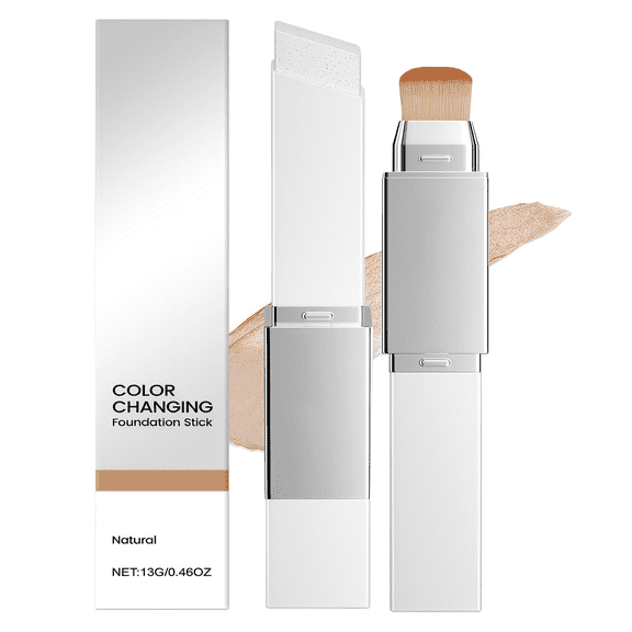 Cover Cream Stick V Foundation - Korean Color Changing Makeup with Brush, Full to Medium Coverage, Makeup Organizers（Natural）