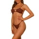thumbnail image 4 of Conjuntos de bikini de color sólido de 2 piezas para mujer, tirantes de espagueti, traje de baño sin espalda, bañador color marrón oscuro medio, 4 of 5