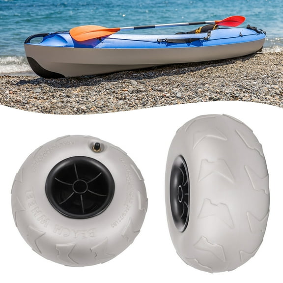 9 inch 2x Silver Gray Beach Cart Wheels Inflatable Wheels Replacement Balloon Beach Tire for Camping