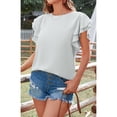 thumbnail image 6 of Cmfcve Women's Summer T-Shirt Ruffled Short Sleeve Gauze Blouses Round Neck Stretchy Tunic Tops, 6 of 8