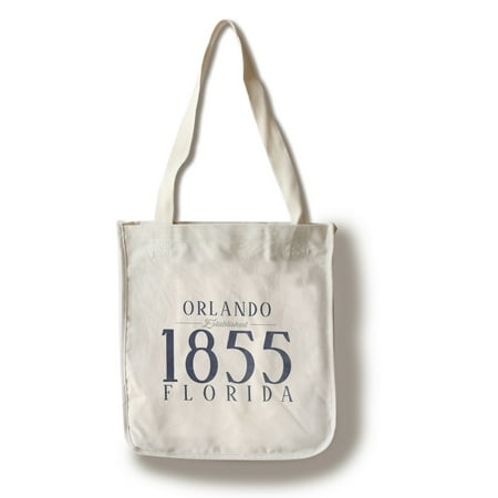 Orlando, Florida - Established Date (Blue) - Lantern Press Artwork (100% Cotton Tote Bag -