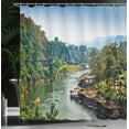 thumbnail image 4 of Ambesonne Colorful Shower Curtain, Tropic Thai Village, 69"Wx84"L, Forest Green Turquoise, 4 of 5
