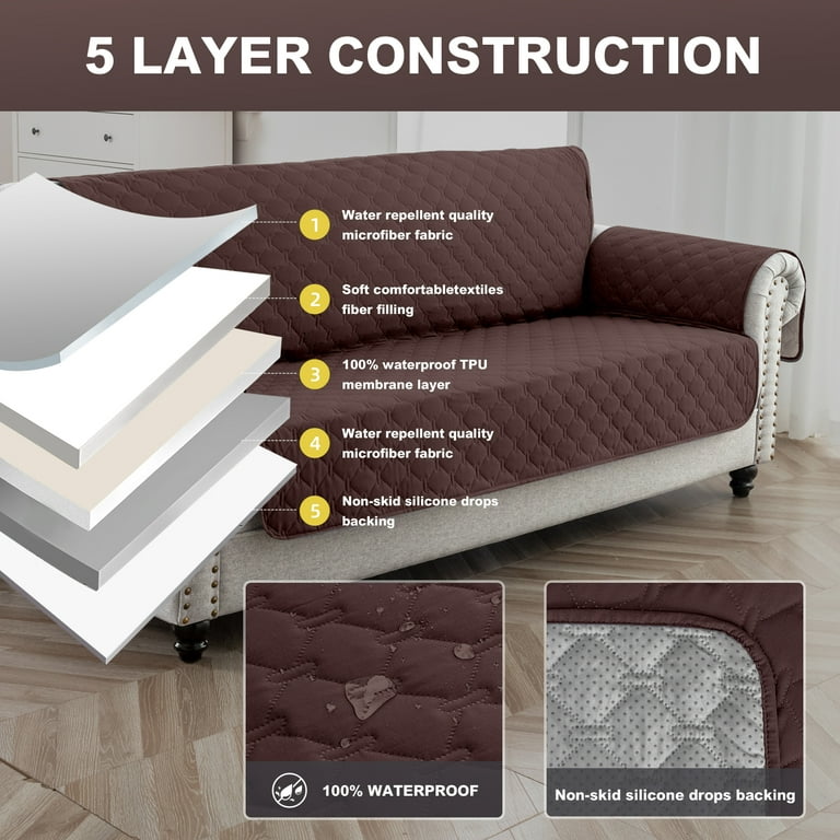 RHF Anti-Slip Sofa Cover for Leather Sofa, Couch Cover, Couch Covers for 3 Cushion Couch, Slip-Resistant Couch Cover for Leather Sofa, Sofa Covers