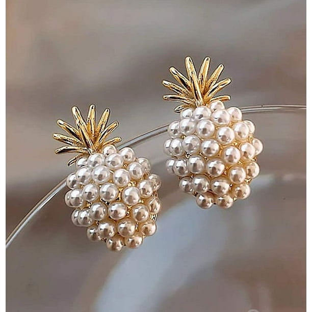 Pineapple Pearl studs for Women Girls Cute Small Pineapple Stud Earrings Funny Fruit 925 Silver Post Earrings for Little Girls Walmart