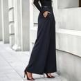 thumbnail image 4 of Edvintorg Work Pants Women High Waisted Pleated Wide Leg Dress Trousers with Pockets Women Business Pants Dark Blue L, 4 of 6