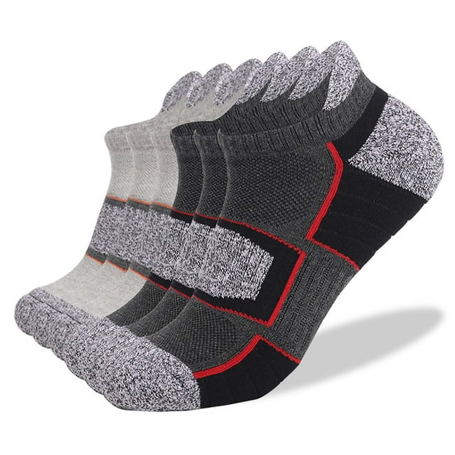 Weiqiqre 3 Pairs Men Running Socks Ankle Athletic Socks Wicking Cushioned for Men Walking-Arch Compression Support