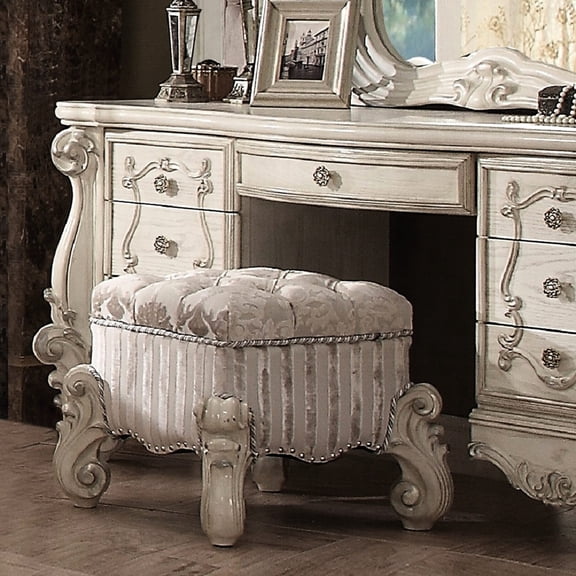 Scrolled Base & Nailhead Trim - Bedroom Vanity for an Ornate Look