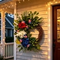 thumbnail image 7 of Independence Day Hydrangea Wreath with Star and Stripe Festive Decorations Hanging Props Ornaments for Door Wall, 7 of 7