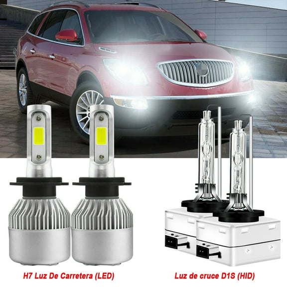 For 2010 2011 2012 Buick Enclave H7 LED High Beam and D1S Xenon HID Low Beam Headlights