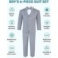 thumbnail image 6 of S.H. Churchill & Co 6-Piece Boy's Suit Set - Includes Suit Jacket, Dress Pants, Matching Vest, White Dress Shirt, Neck Tie & Bow Tie - Grey, 2T, 6 of 7