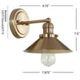 thumbnail image 3 of JONATHAN Y July 7.88" 1-Light Industrial Farmhouse Metal Vanity Light, Brass Gold, 3 of 8