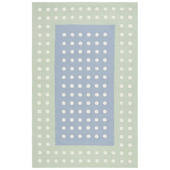 SAFAVIEH Kids Polka Dotted Borders Area Rug, Blue/Green, 3' x 5'
