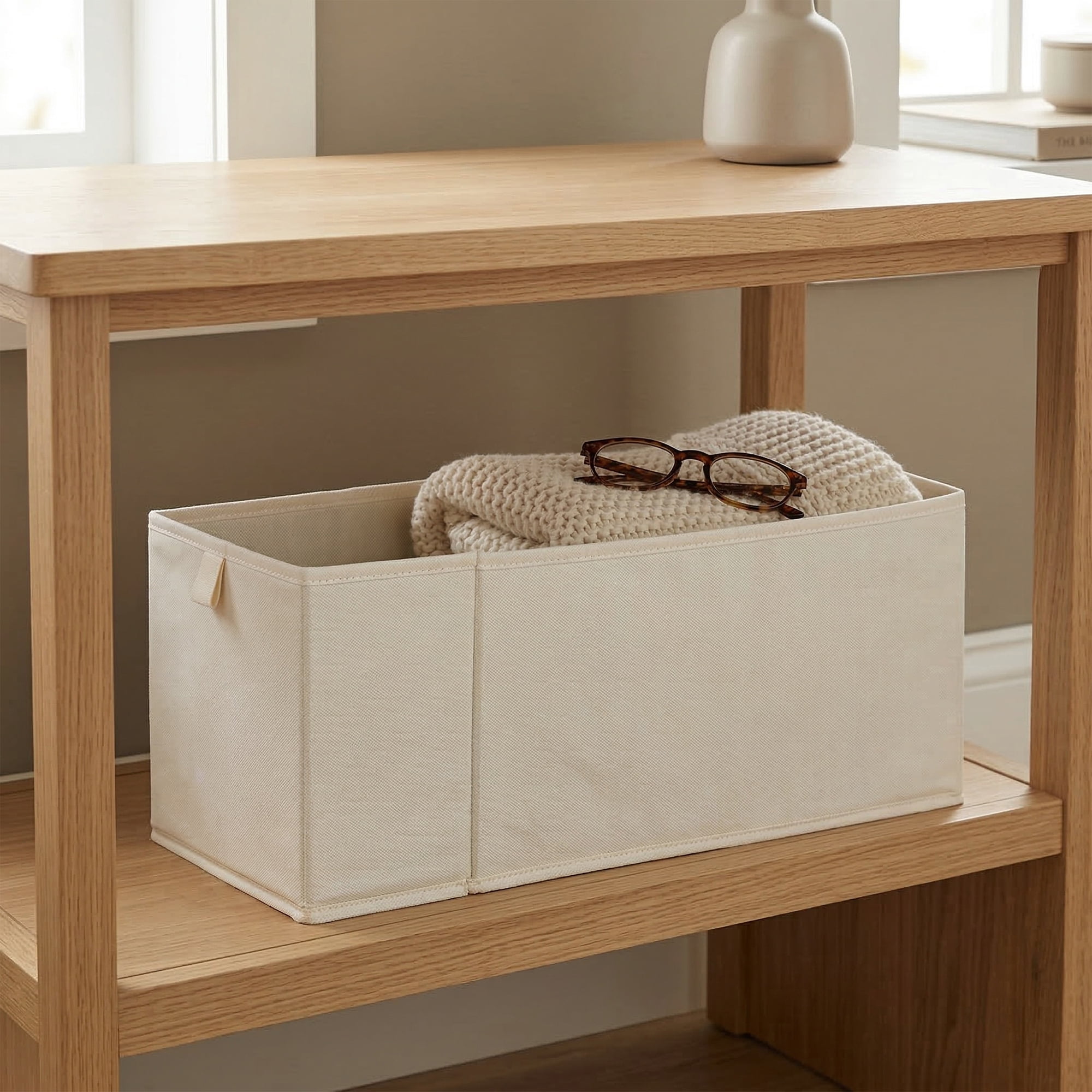 Unique Bargains 3pcs Storage Cube Fabric Storage Bin White 20.9*6.7*7.9in