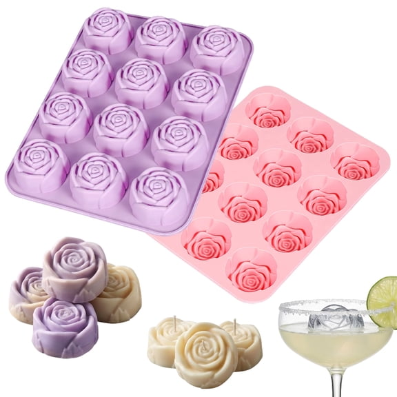 Rose Soap Mold, 3D Flower Silicone Mold for Handmade Crafts and Ice Cubes, 2 Pcs