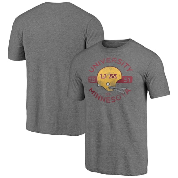 Men's Heather Gray Minnesota Golden Gophers Helmet Arch Tri-Blend T-Shirt
