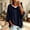 Navy, variant on Pullover Sweaters for Women Hooded Side Slit Ribbed 3/4 Batwing Sleeve Sweaters Soft Ribbed Knitted Drawstring Sweatshirts Trendy Sweatshirts Daily Office Work Travel Outfits, Black L