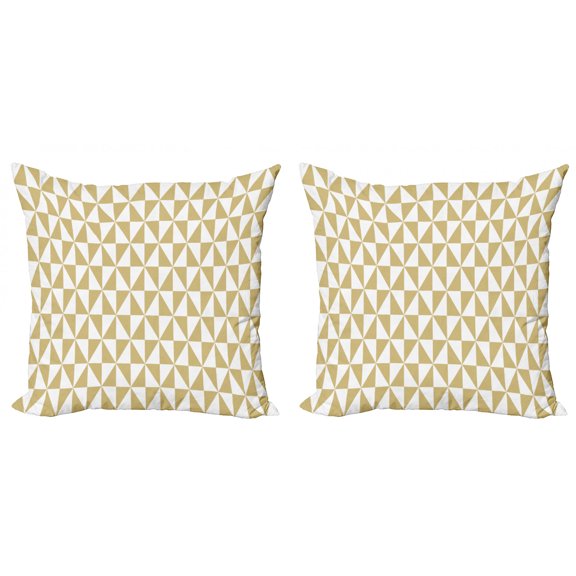 Geometric Throw Pillow Cushion Cover Pack of 2, Symmetrically Aligned Triangular Shapes Forming Rectangular Diamond, Zippered Double-Side Digital Print, 4 Sizes, Camel and White, by Ambesonne