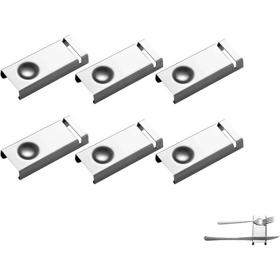 Cutlery Rests Stand for Chopsticks Spoon Fork Knife Rest 304 Stainless Steel Flatware Holder Set of 6 (Silver, A)