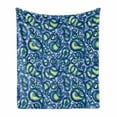 thumbnail image 1 of Paisley Soft Flannel Fleece Throw Blanket, Ocean Waves Like Design with Big and Small Raindrops Inspired Artwork, Cozy Plush for Indoor and Outdoor Use, 60" x 80", Blue and Green, by Ambesonne, 1 of 6