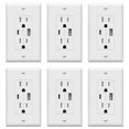 thumbnail image 1 of Enchufe USB TOPGREENER tipo C y tipo A, 15 A, 125 VAC, blanco, paquete de 6, 1 of 7