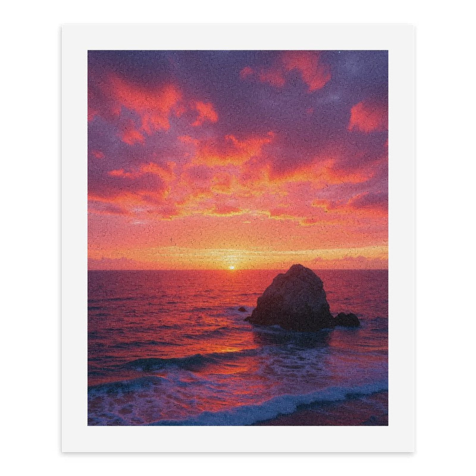 Paint By Numbers Kit for Adults Beginner - DIY Ocean Sunset Sky Rock Waves Canvas Painting Kits for Adults, Frameless Paint By Number for Adults for Home Wall Decor 16x20 Inch