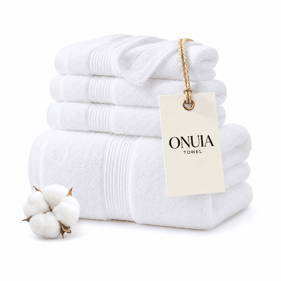 Onuia Luxury 3 PCS (1 Bath Towel, 1 Hand Towel, 1 Washcloth), 600 GSM Ultra Soft Cotton Hotel ,Highly Absorbent, Quick Drying Low Lint