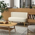 thumbnail image 2 of HOMCOM 46" Loveseat Upholstered, 2 Seater Couch with Wood Legs, Cream White, 2 of 10