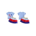 thumbnail image 2 of BemeyourBBs Toddler Baby Girl 4th of July Outfit Patriot Independent Day Summer Clothes Cute American Flag Short Sleeve T-shirt and Contrast Layered Tulle Tutu Skirts Set, 2 of 9