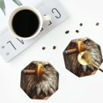 thumbnail image 4 of Lsque Funny Bald Eagle Pattern 4" Drink Coasters Set of 4, PVC Leather Absorbent Coasters, Table Coaster Set Decorative Coffee Cup Coasters Housewarming Gift -Octagon, 4 of 6