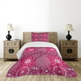 thumbnail image 4 of Ambesonne Purple Mandala Quilted Bedspread Set 2 Pcs, Anatolian Flower, Twin Size, White Magenta, 4 of 5