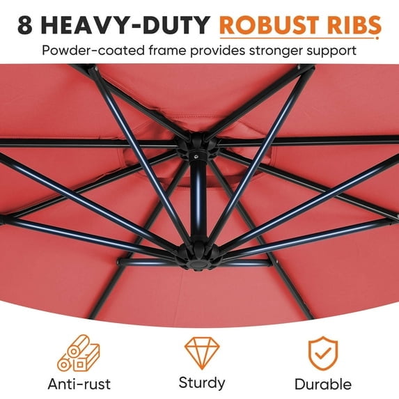 Gianna 10FT Patio Umbrellas, 8 Ribs, UV Protection for Pool Garden Backyard Market, Red