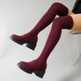 thumbnail image 5 of Wowcloth Women's Winter Over-The-Knee Boots – Stretch Knit Elastic Tall Boots with Chunky Heel, Round Toe & Slip-On Design for Casual Fashion, 5 of 6