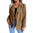 thumbnail image 3 of Gibobby Blazer de mujer elegante chamarra de talla grande para mujer con solapa con muescas cuello en V oficina trabajo 2023 traje de negocios(Caqui,M), 3 of 5