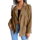thumbnail image 3 of Chaquetas de traje estilo casual informal de manga larga con bolsillo de color sólido para mujer, chaqueta de oficina de trabajo, chaqueta con botones de solapa,blazer moda（Caqui， M), 3 of 5