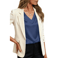 thumbnail image 4 of UVN Women Tops Summer Cap Short Sleeve Blouses Ladies V Neck Silk Satin Business Casual Shirts, 4 of 9