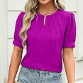 thumbnail image 3 of Mittory Womens Dressy Casual Tops Keyhole Business Work Blouses Pleated Puff Sleeve Summer Shirts, 3 of 8