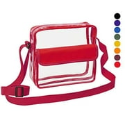 Clear Crossbody Messenger Shoulder Bag with Adjustable Strap (Red)