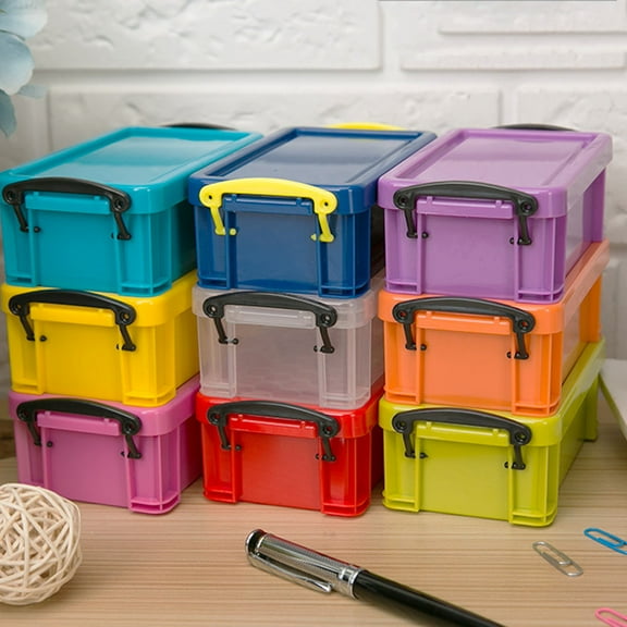 QIFULL 3Pcs Small Portable Container Assorted Color PP Storage Bin For Home Organization