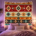 thumbnail image 2 of Aztec Geometric Pattern in Horizontal Bands, Warm Boho Folk Art for Southwest Decor Lovers, Ethnic Wall Art Decor, Housewarming Gift Tapestry Wall Hanging for Living Room and Bedroom, 2 of 5