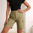 thumbnail image 3 of HappyYEE Women’s Hiking Shorts Button Waist Straight Leg Cargo Shorts with Multi-pocket Loose Fits Summer Outdoor Workout Sport Short ,Khaki,L, 3 of 6