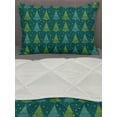 thumbnail image 3 of Christmas Tree Comforter & Sham Bedding Set, Green Toned Tree Silhouettes with Stars Pattern Repetitive Art, 3 pcs Duvet Set Microfiber Filling Quilt, 5 Sizes, Teal and Multicolor, by Ambesonne, 3 of 4