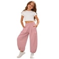 thumbnail image 3 of Baby Pants Kids Summer Beach Solid Casual Long Trousers Soft Breathable Pink 3-4 Years, 3 of 8