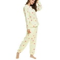 thumbnail image 4 of Conjuntos de pijama de franela de invierno para mujeres INSPIRE CHIC, ropa de casa de manga larga, estampado de corazones, color amarillo, talla S, 4 of 7